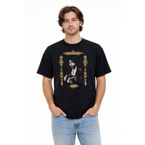 BOB DYLAN Vintage Graphic T Shirt Black XL Concert Cotton Single Stich  1996 USA